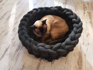 coussin chat laine grosses mailles