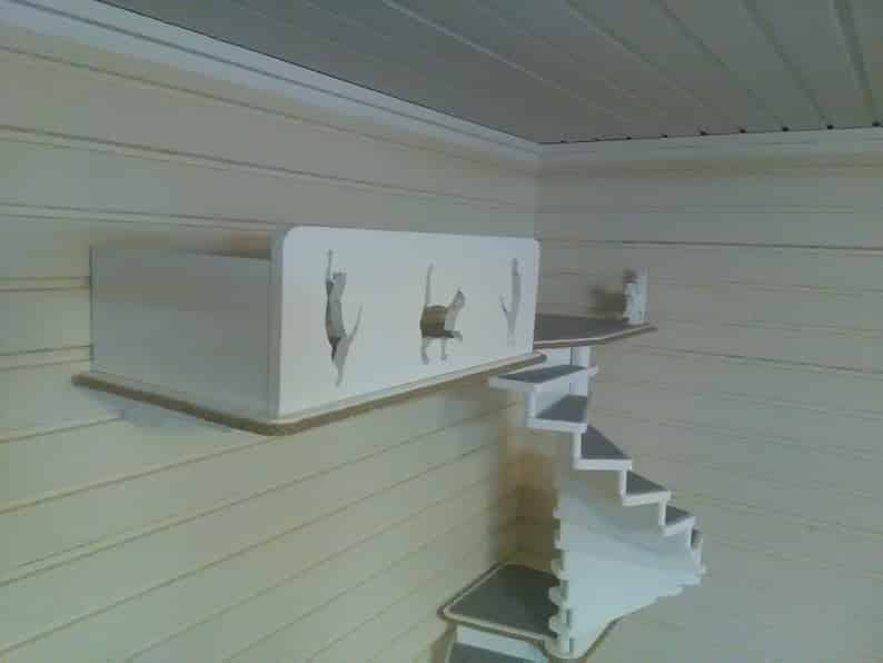 arbre a chat mural design escalier graphique