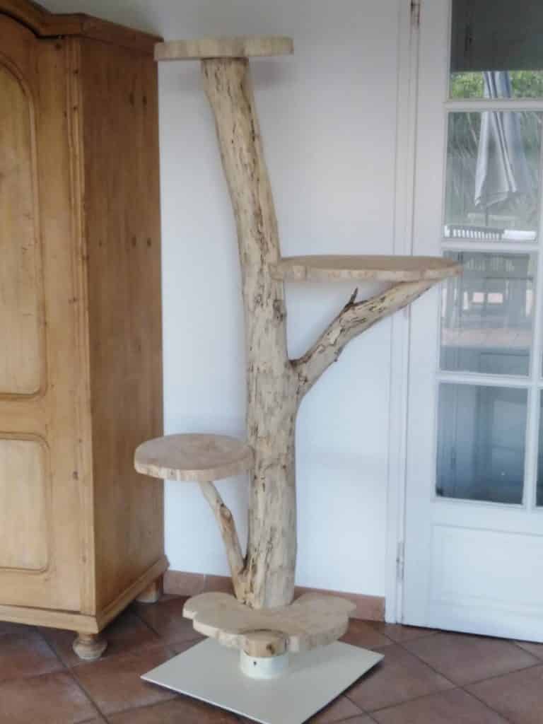 arbre a chat bois flotte et blanchi