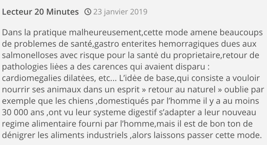 commentaire BARF 20minutes