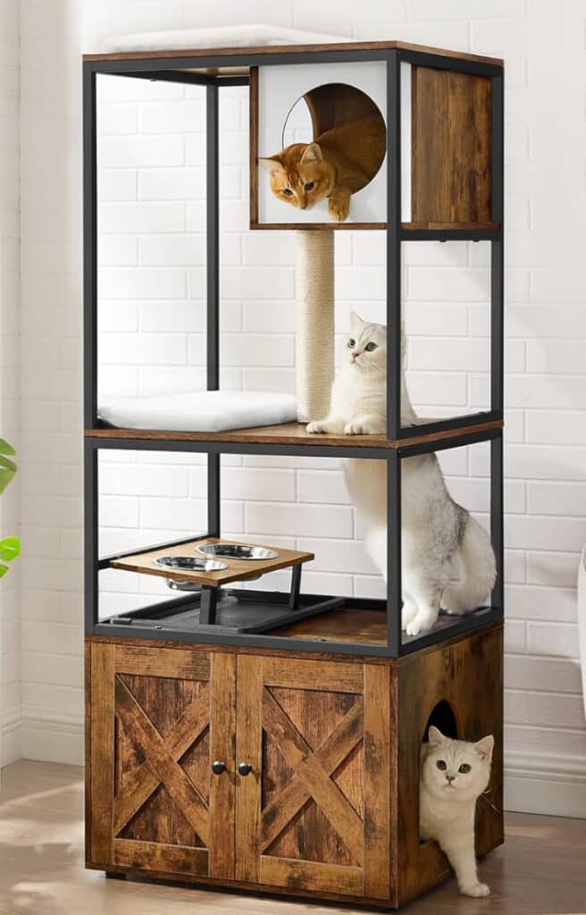 arbre a chat industriel metal cache litiere