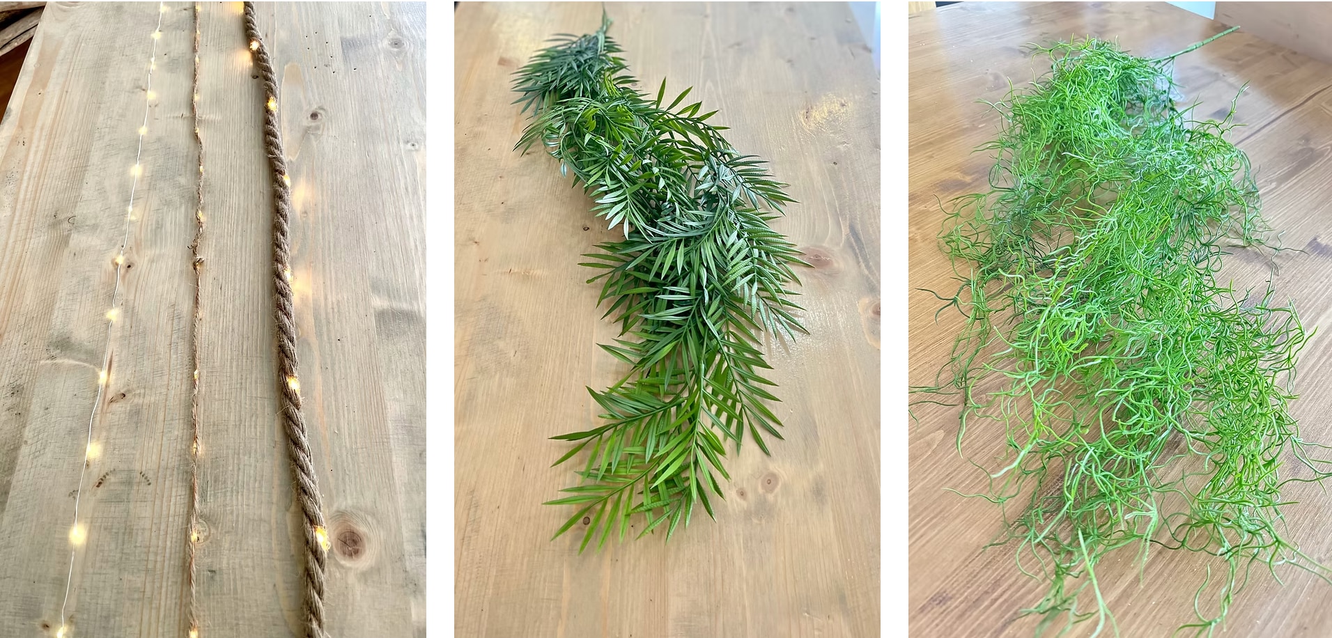 feuillage artificielle et guirlande lumineuse