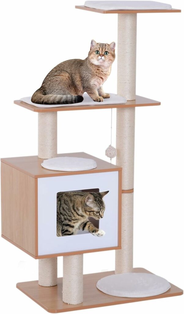 acheter arbre a chat design pawhut amazon