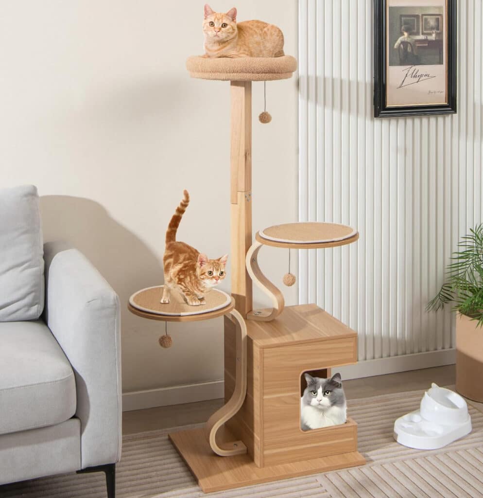 arbre a chat design bois pilier ondule