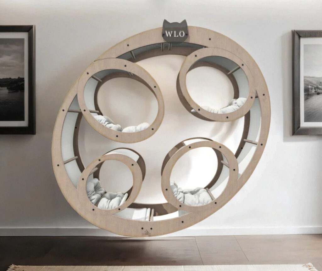 arbre a chat design espace mural forme circulaire