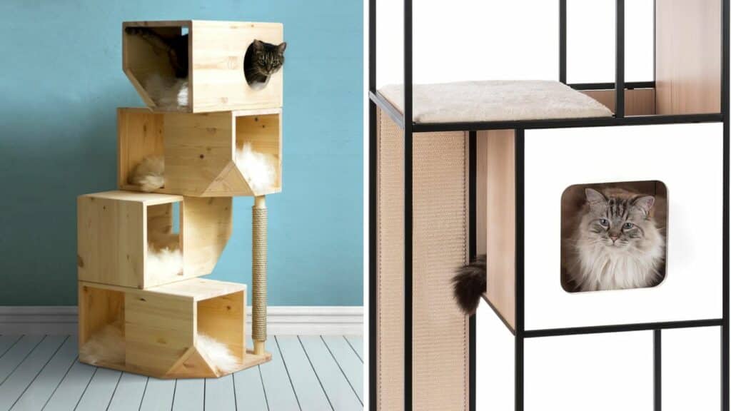arbre a chat industriel metal ou bois ou combine