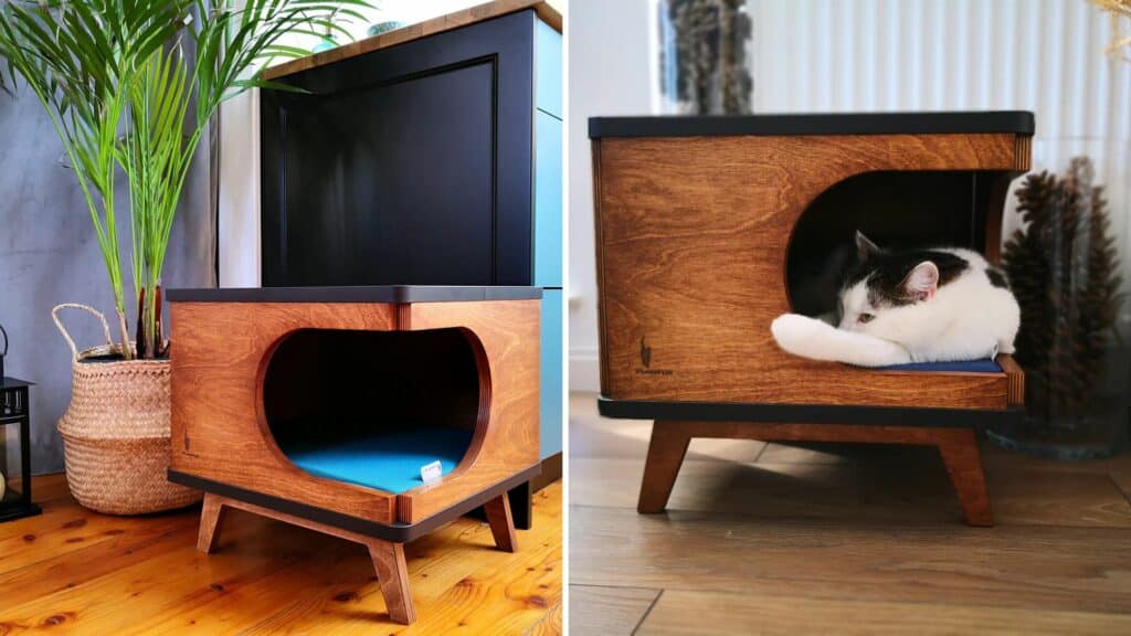 mobilier table de nuit niche chat