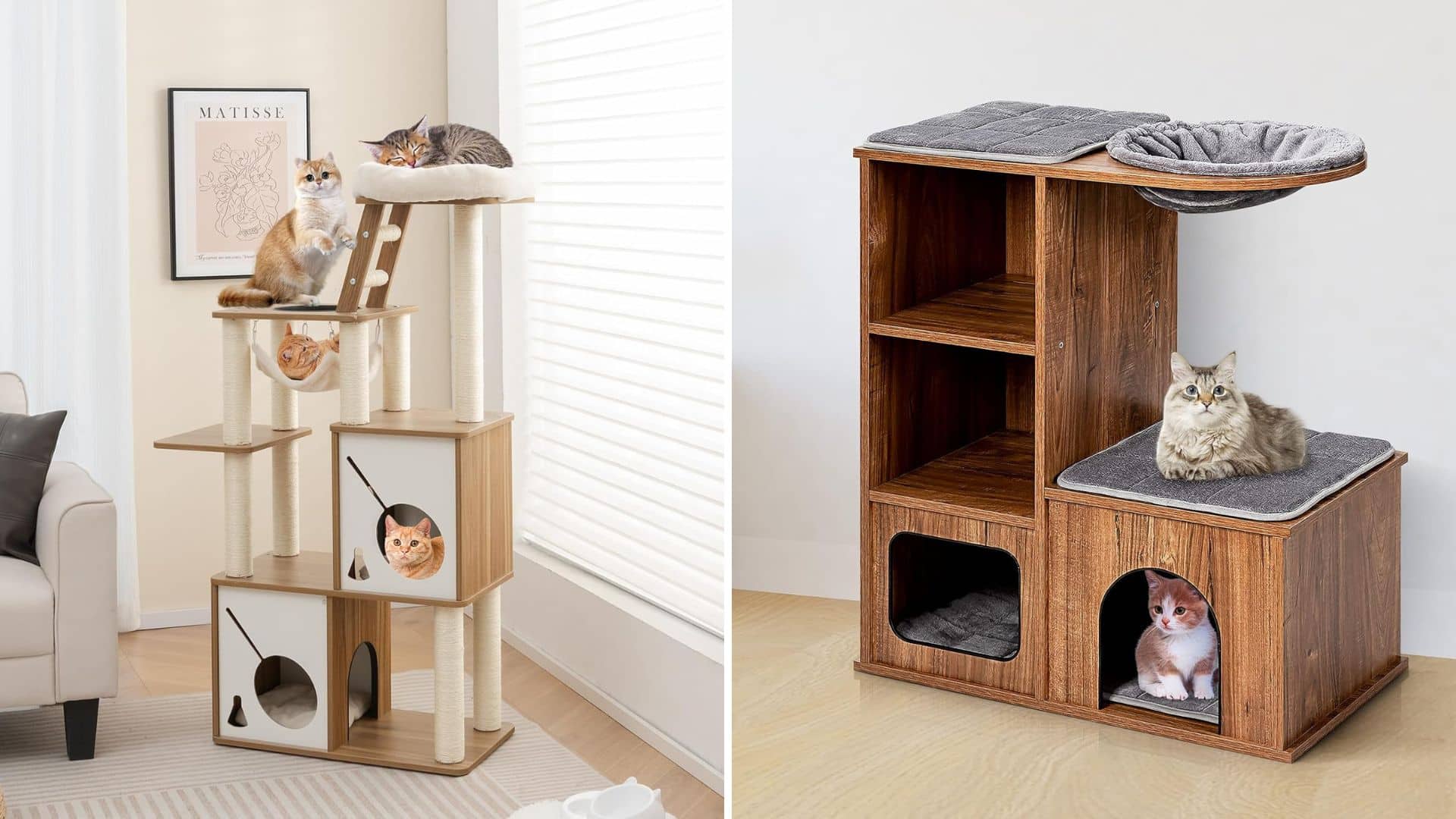 arbre a chat design bois tissu goplus