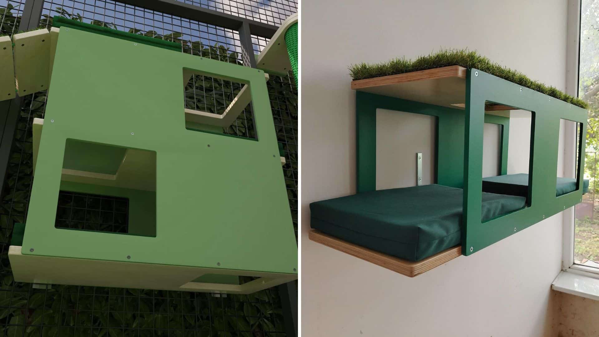 arbre a chat exterieur bois compartiment tunnel