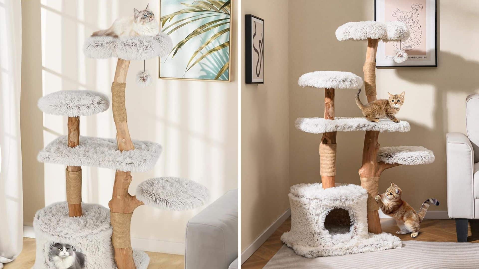 grand arbre a chat bois tissu branches